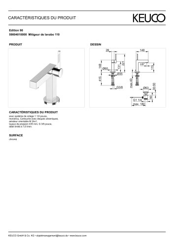 59004010000 Mitigeur de lavabo 110