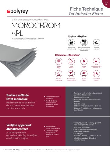 Fiche Technique - MONOCHROM® Stratifié HPL teinté dans la masse