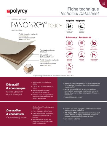 Fiche Technique - Panoprey TOUCH - Anti-traces de doigts