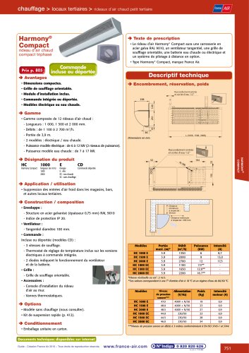 Rideau d'air chaud professionnel compact longueur 900mm HARMONY