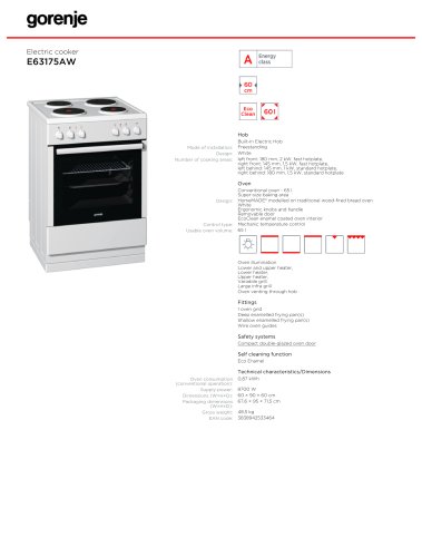 Electric cooker E63175AW  