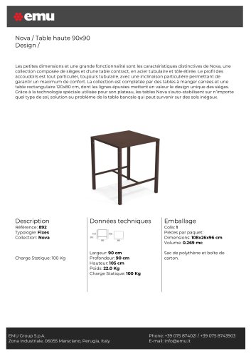 Nova / Table haute 90x90