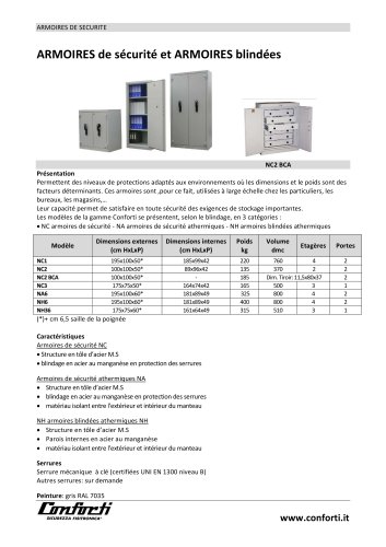 ARMOIRES de sécurité et ARMOIRES blindées