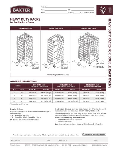 HEAVY DUTY RACKS For Double Rack Ovens