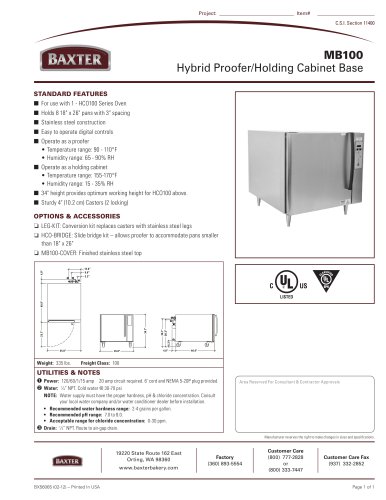 MB100 Hybrid Proofer/Holding Cabinet Base