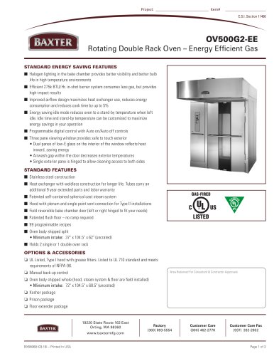 OV500G2-EE Rotating Double Rack Oven ? Energy Efficient Gas