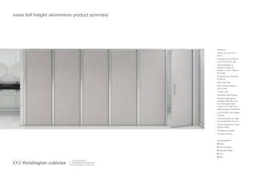 Oasis Full Height Aluminium Product Summary