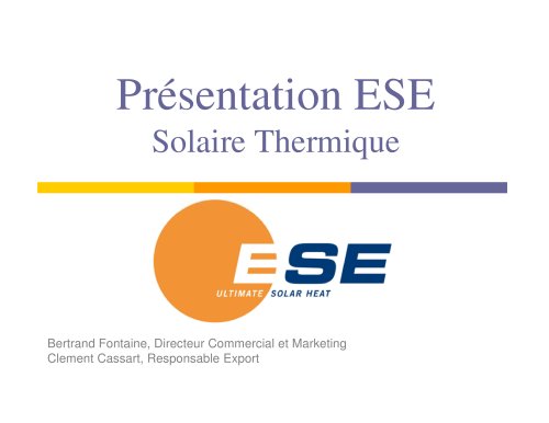 Présentation ESE Solaire Thermique