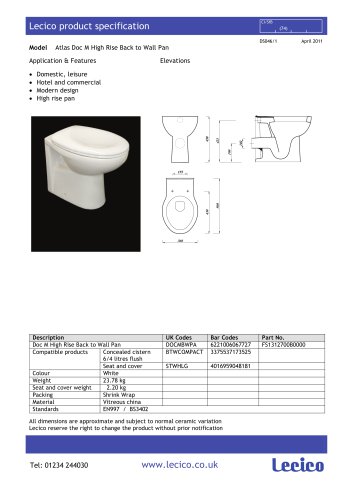 Atlas Doc M High Rise Back to Wall Pan