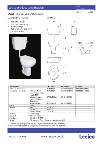 Atlas Low Level WC Suite (Lever)