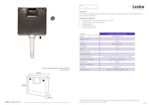 Compact concealed cistern