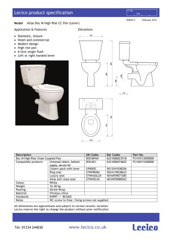 Doc M High Rise Close Coupled Pan