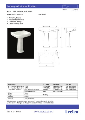 New Hamilton Basin 63cm