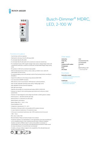 Busch-Dimmer MDRC, LED, 2-100 W