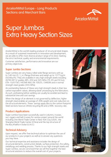 Super Jumbos Extra Heavy Section Sizes