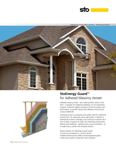 StoEnergy Guard Adhere Masonry Veneer Sell Sheet - S841