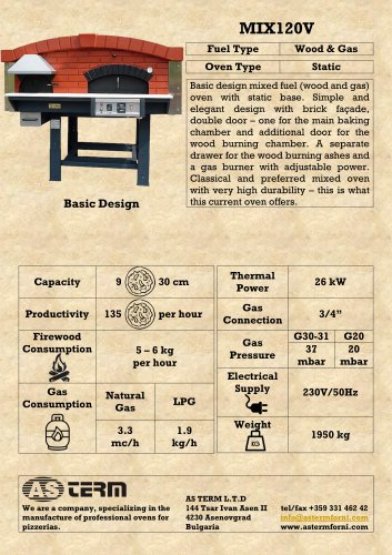 Wood & Gas Oven: MIX120V