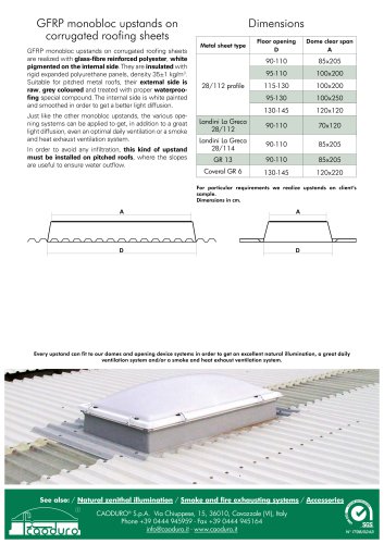 GFPR monobloc upstands on corrugated roofing sheets