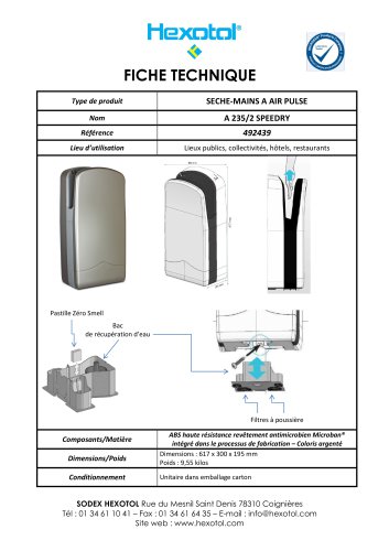 A235/2 SpeeDry silver hand dryer