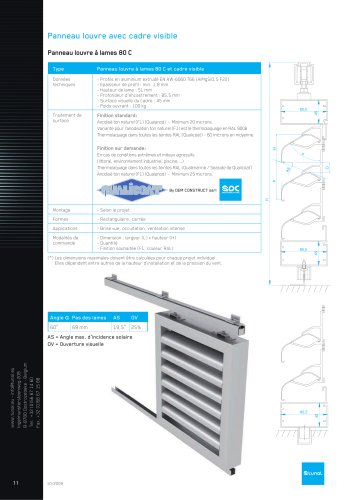Panneau louvre à lames 80 C