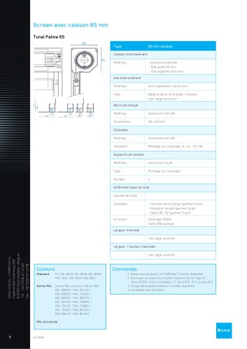 Screens sans zip - Tunal Palma 65