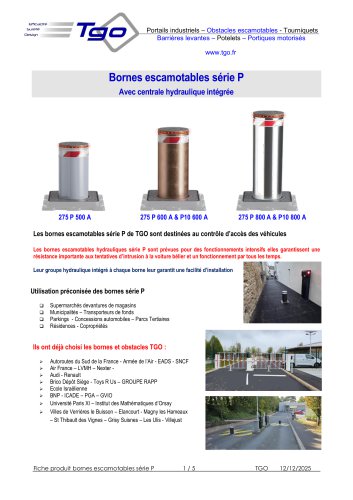 Bornes Escamotables Automatiques S&eacute;rie P