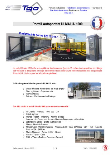 Portail Autoportant ULMALU&reg; 1000  