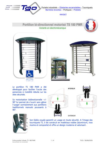 Portillon motoris&eacute; bidirectionnel TS 180 PMR