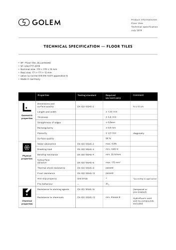 TECHNICAL SPECIFICATION   FLOOR TILES