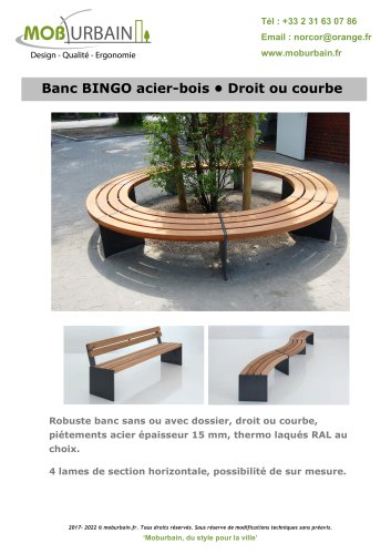 Banc BINGO acier-bois • Droit ou courbe