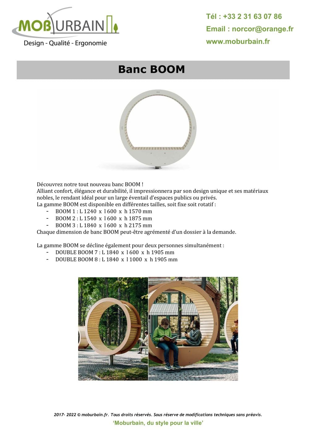 Banc BOOM - NORCOR MOB.URBAIN