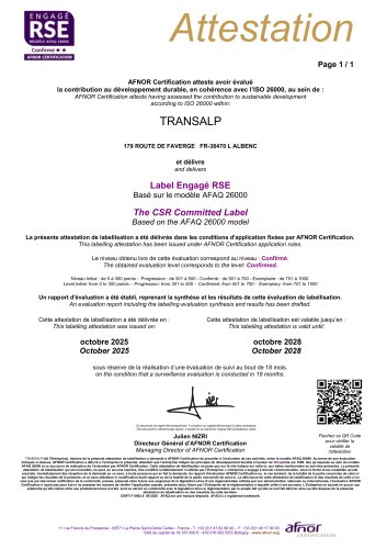 Attestation RSE