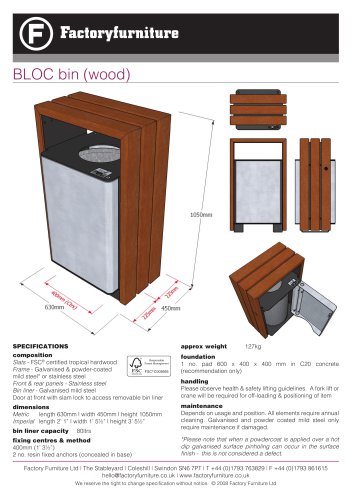 Wood BLOC Litter Bin