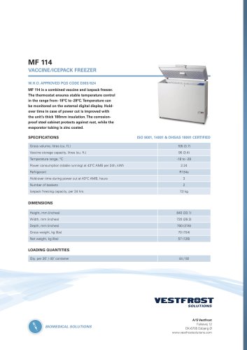 MF 114 VACCINE/ICEPACK FREEZER