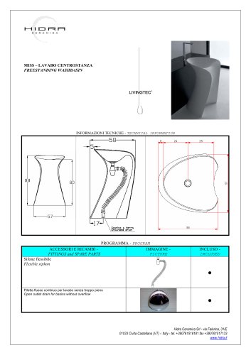 Miss freestanding - Technical sheet MI15