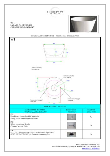 W1 - Wire 43 - Technical sheet basin 43 W1