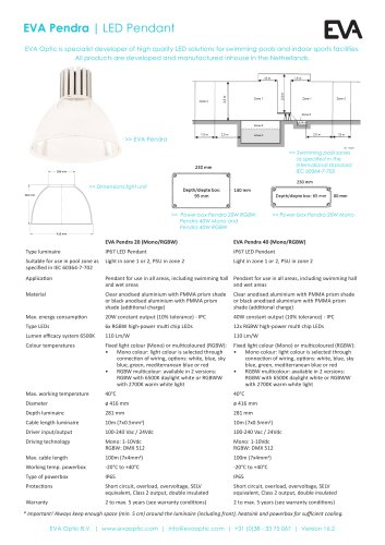 EVA Pendra 20/40 Aqua HE LED pendant