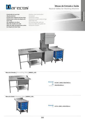 Neutral Tables for Washing Machine