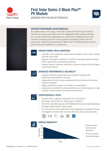 First Solar Series 3 Black Plus™ PV Module