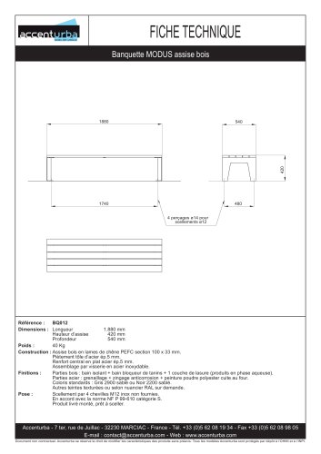 MODUS Banquette assise bois