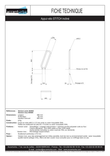 STITCH Appui-vélo incliné (acier ou inox)