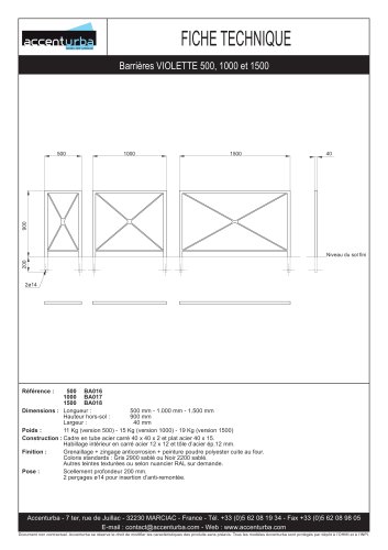 VIOLETTE Barrières 500, 1000 et 1500