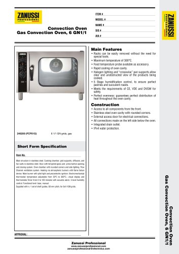 Convection Oven Gas Convection Oven, 6 GN1/1