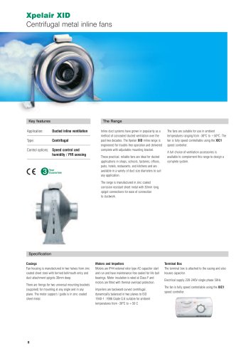 Xpelair XID Centrifugal metal inline fans