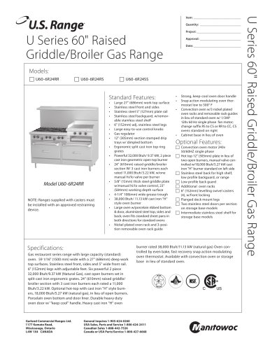 60" Wide Models w/Raised Griddle/Broiler