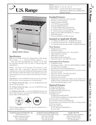 Cuisine Series Open Burner Ranges, C836-6