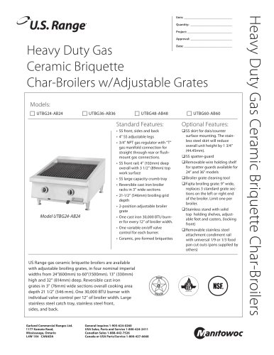 Heavy Duty Gas Ceramic Briquette Char-Broilers w/Adjustable Grates