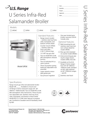 U Series Infra-Red Salamander Broiler