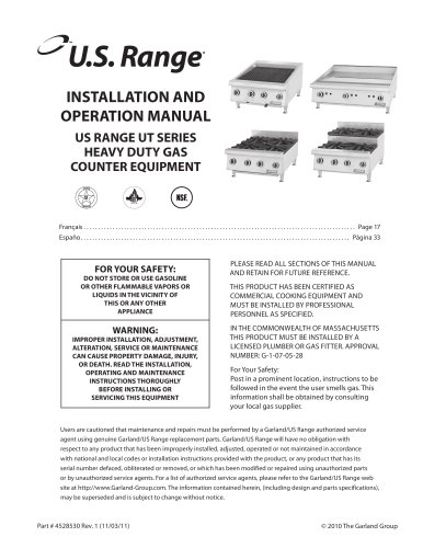 UT Series Heavy Duty Gas Counter Equipment